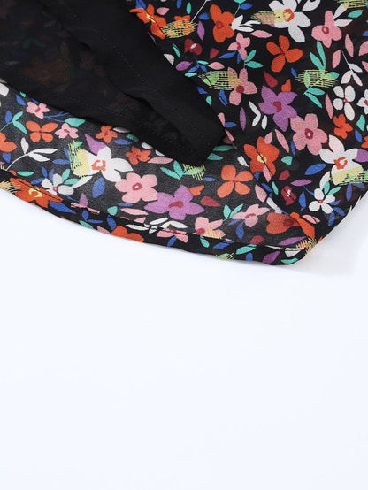 Floral Wrap Style Long Sleeve Dress