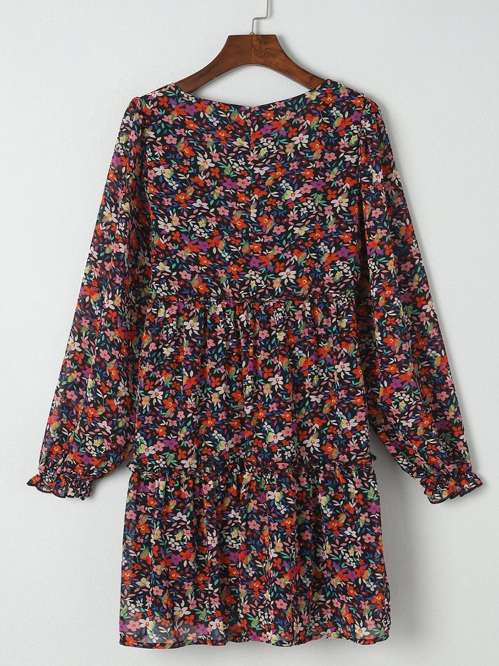 Floral Wrap Style Long Sleeve Dress