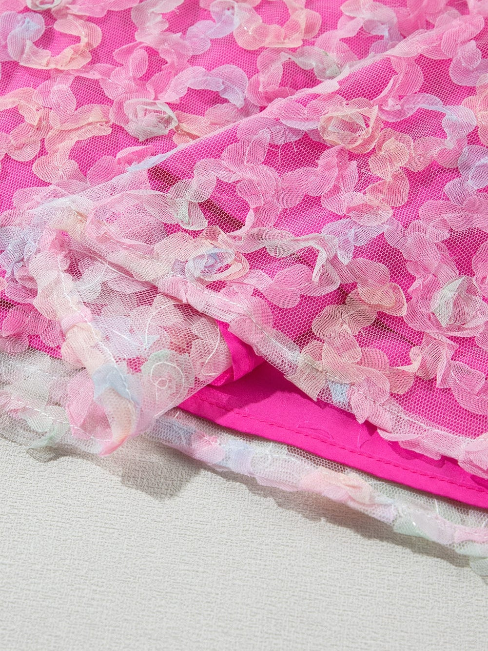 Flowery Mesh Puff Sleeve Blouse in Sweet Bonbon