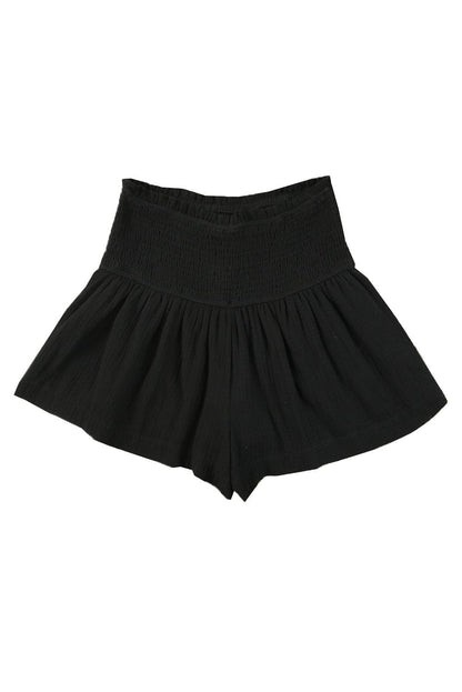 Flowy Black High Waist Ruffle Shorts