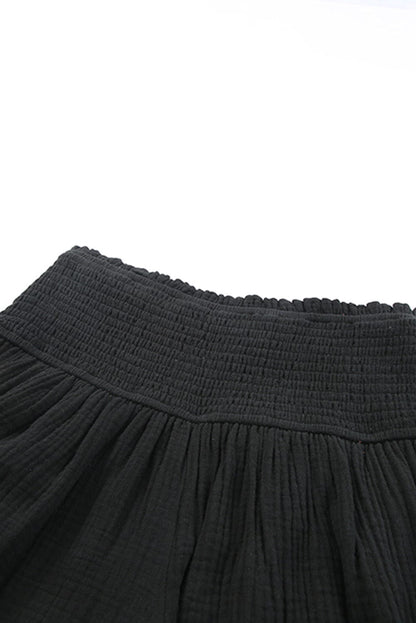 Flowy Black High Waist Ruffle Shorts