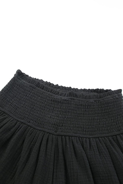 Flowy Black High Waist Ruffle Shorts