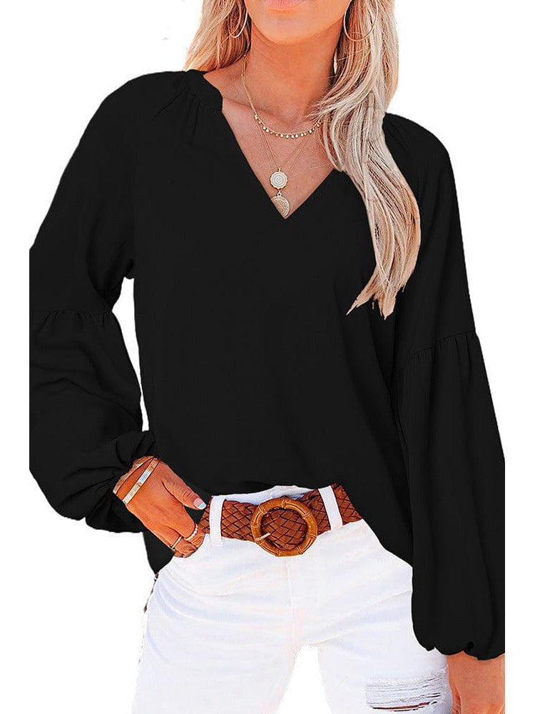 Flowy Chiffon Long Sleeve Plus Size Women's Top