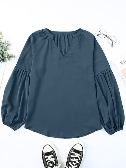 Flowy Chiffon Long Sleeve Plus Size Women's Top