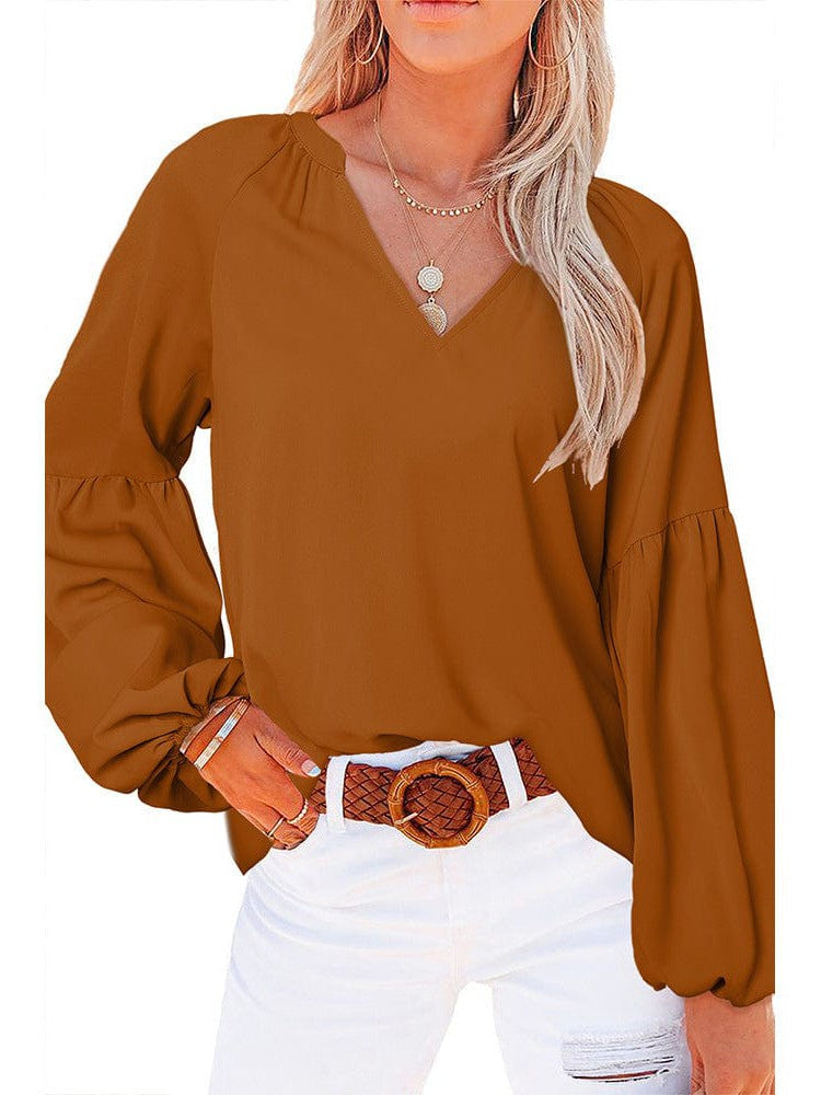 Flowy Chiffon Long Sleeve Plus Size Women's Top