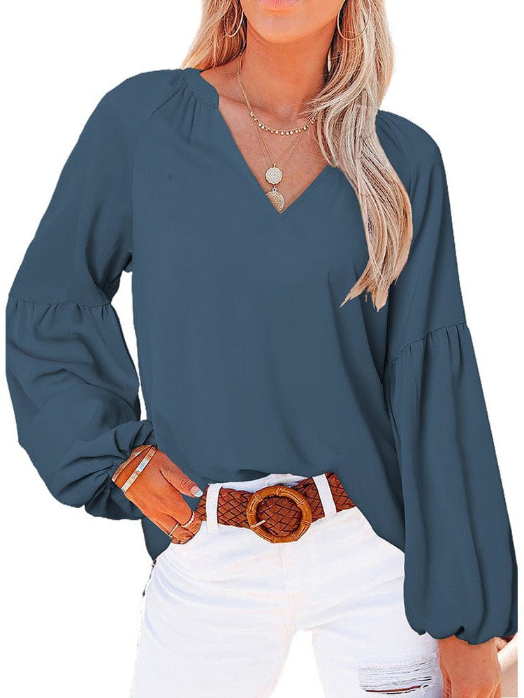 Flowy Chiffon Long Sleeve Plus Size Women's Top