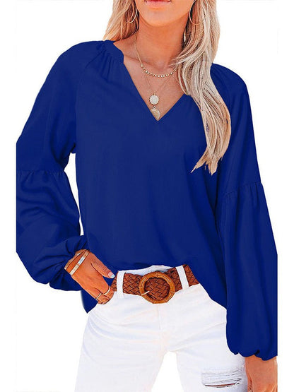 Flowy Chiffon Long Sleeve Plus Size Women's Top