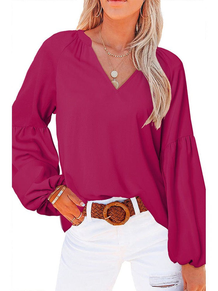 Flowy Chiffon Long Sleeve Plus Size Women's Top