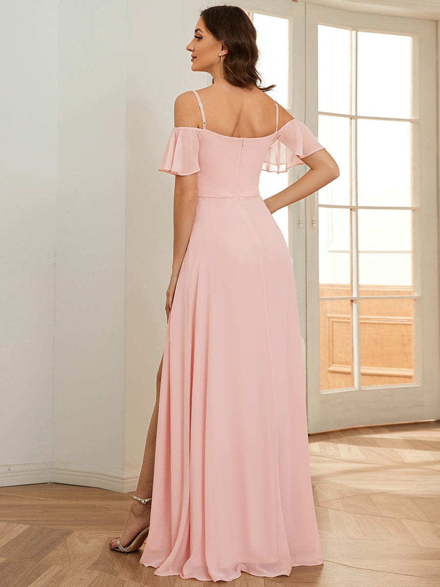 Flowy Elegant Cold Shoulder Bridesmaid Gown