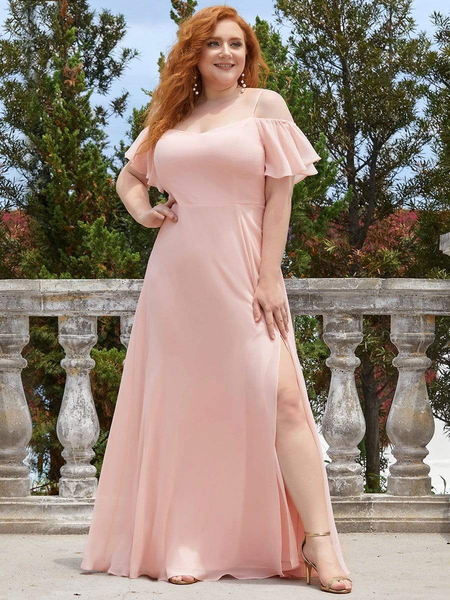 Flowy Elegant Cold Shoulder Bridesmaid Gown