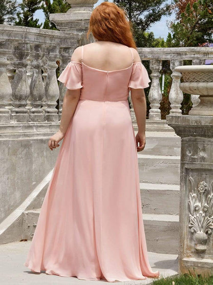 Flowy Elegant Cold Shoulder Bridesmaid Gown
