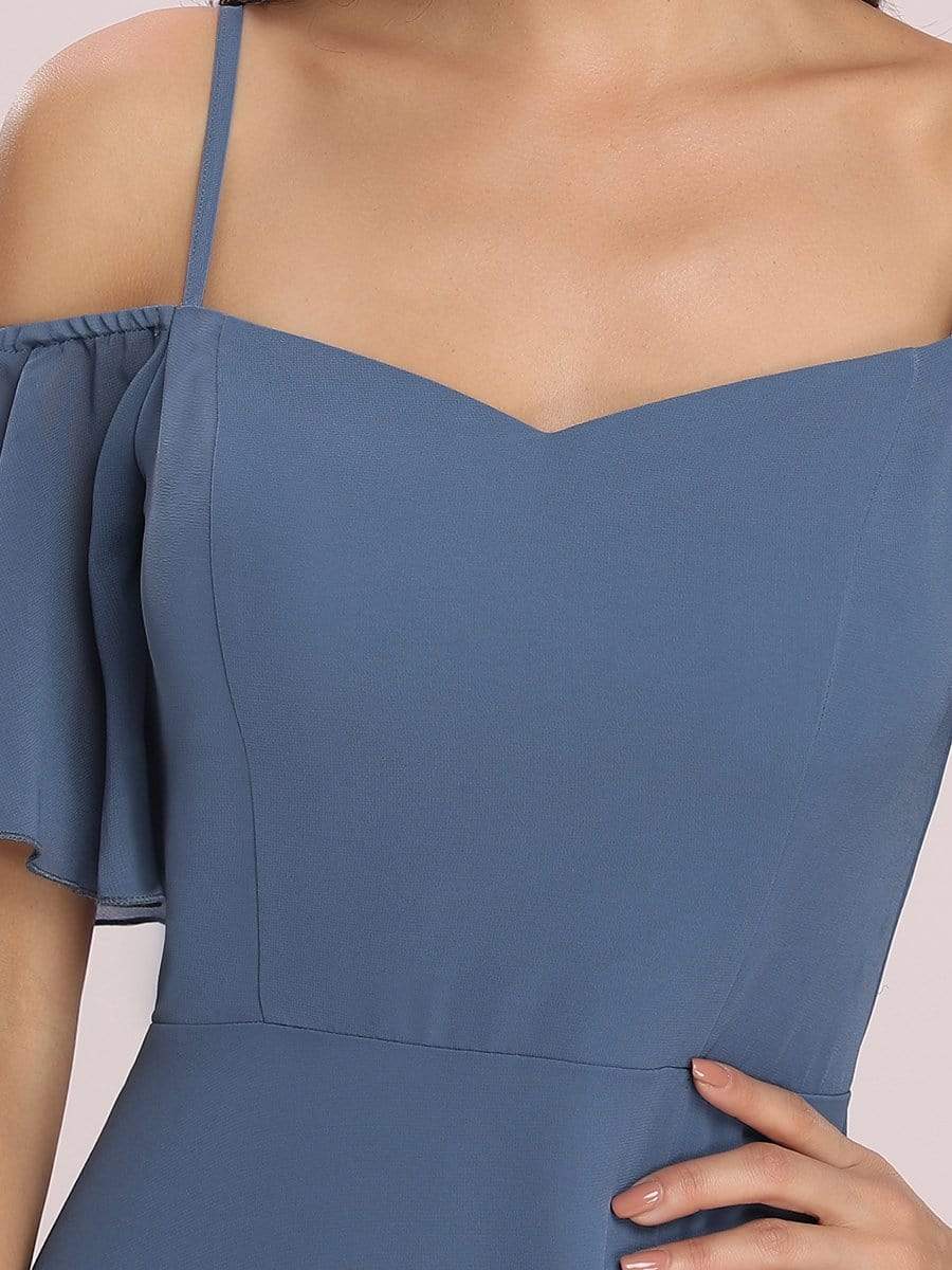 Flowy Elegant Cold Shoulder Bridesmaid Gown