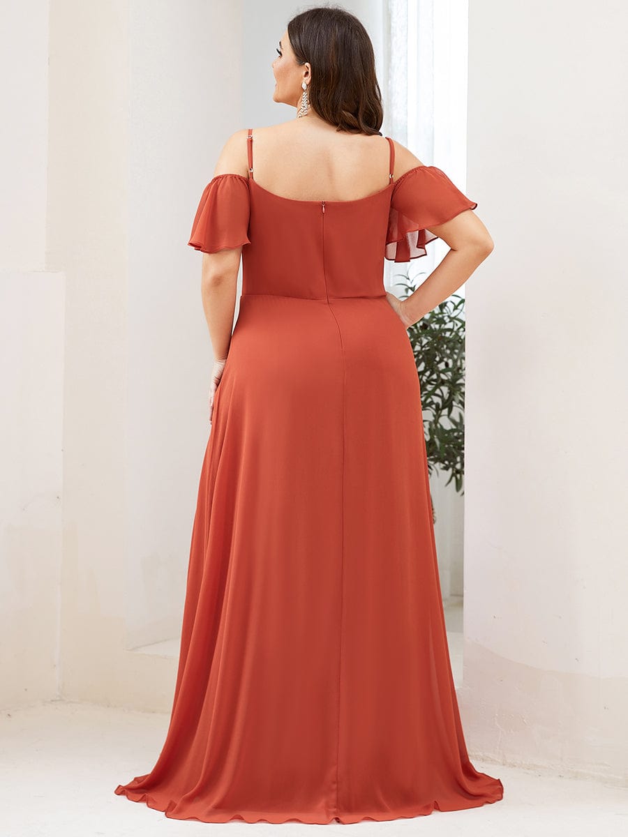 Flowy Elegant Cold Shoulder Bridesmaid Gown