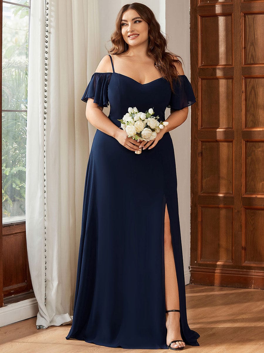 Flowy Elegant Cold Shoulder Bridesmaid Gown