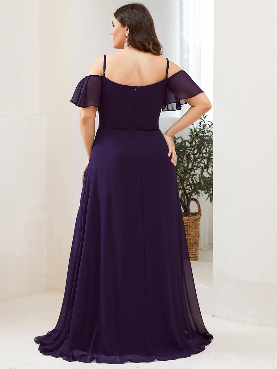 Flowy Elegant Cold Shoulder Bridesmaid Gown
