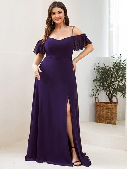 Flowy Elegant Cold Shoulder Bridesmaid Gown