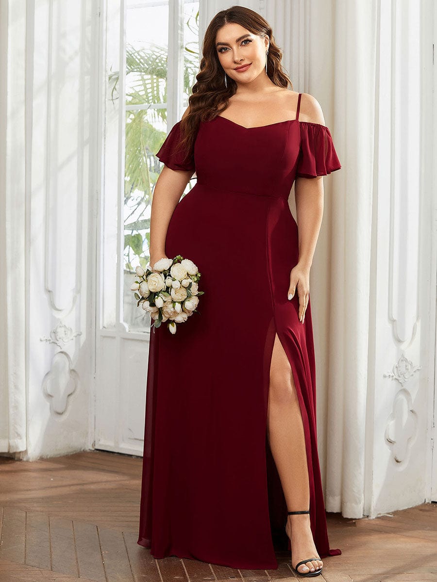 Flowy Elegant Cold Shoulder Bridesmaid Gown