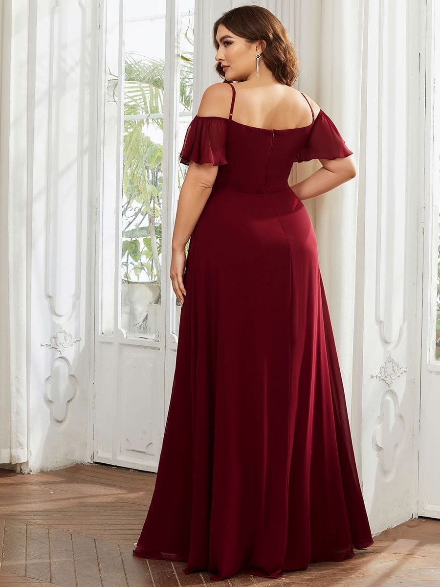 Flowy Elegant Cold Shoulder Bridesmaid Gown
