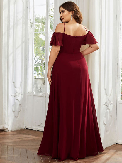 Flowy Elegant Cold Shoulder Bridesmaid Gown