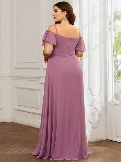 Flowy Elegant Cold Shoulder Bridesmaid Gown