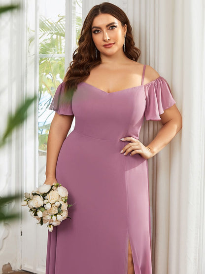 Flowy Elegant Cold Shoulder Bridesmaid Gown