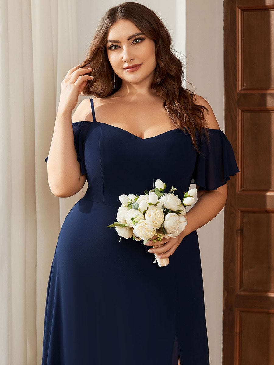 Flowy Elegant Cold Shoulder Bridesmaid Gown