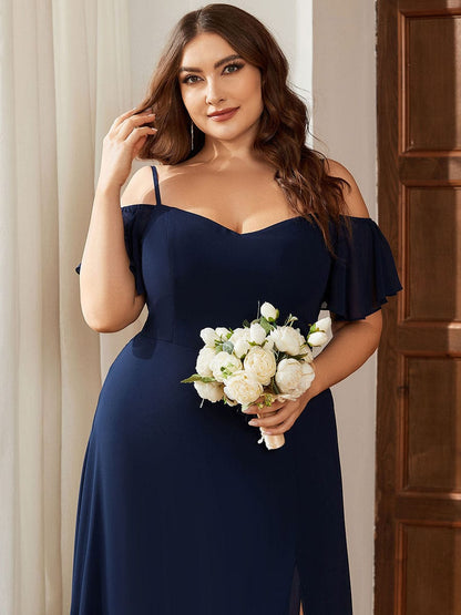 Flowy Elegant Cold Shoulder Bridesmaid Gown