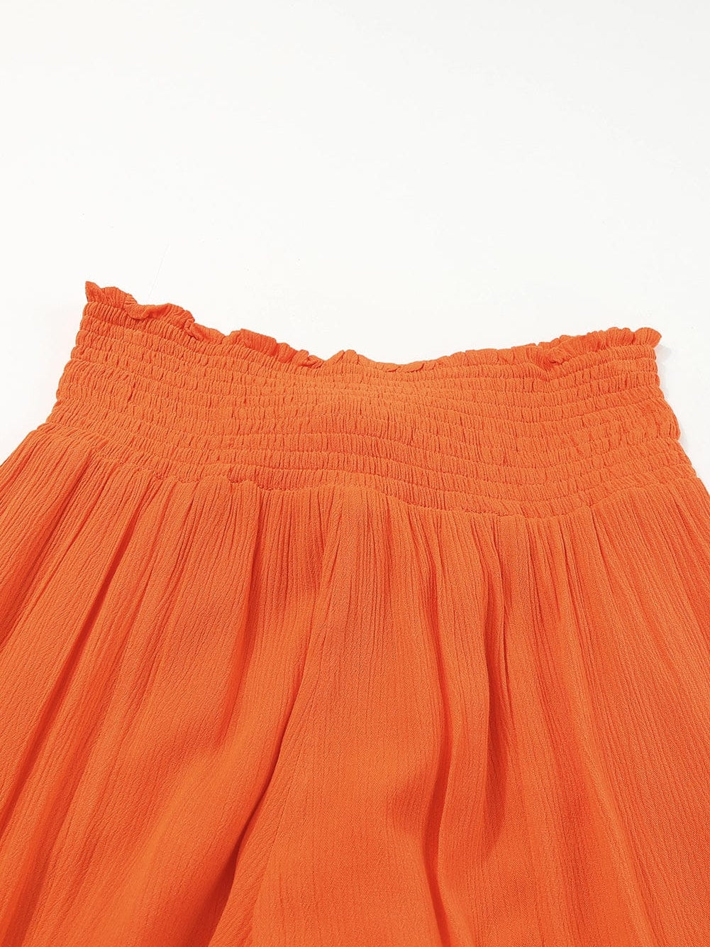 Flowy Orange Smocked Waist Wide Leg Trousers
