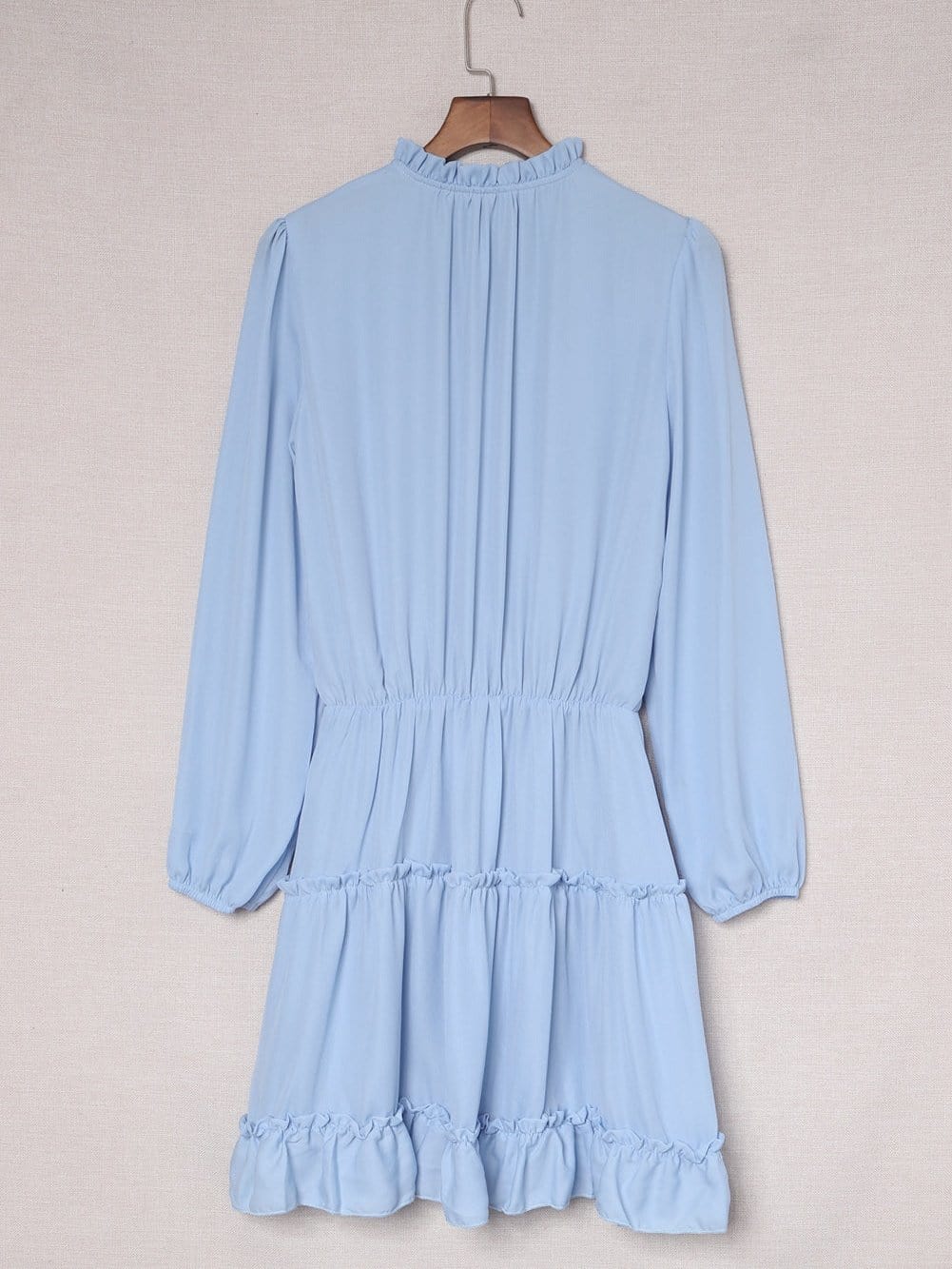 Flowy V Neck Chiffon Tiered Mini Dress