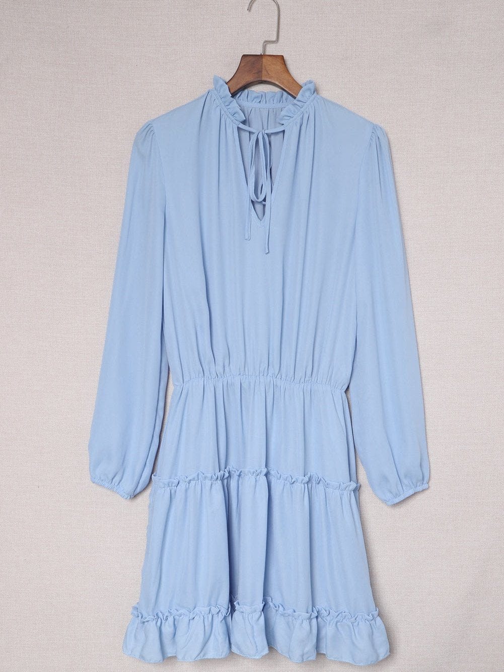 Flowy V Neck Chiffon Tiered Mini Dress