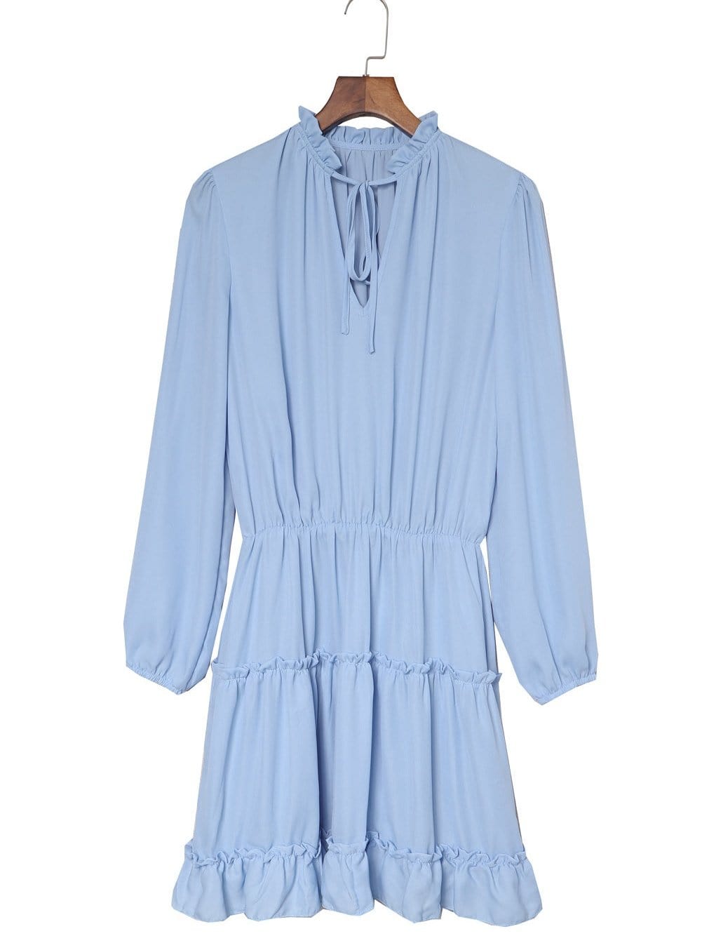 Flowy V Neck Chiffon Tiered Mini Dress