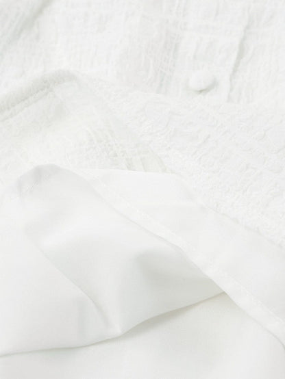 Flowy White Ruffle Sleeve Textured Tank Top