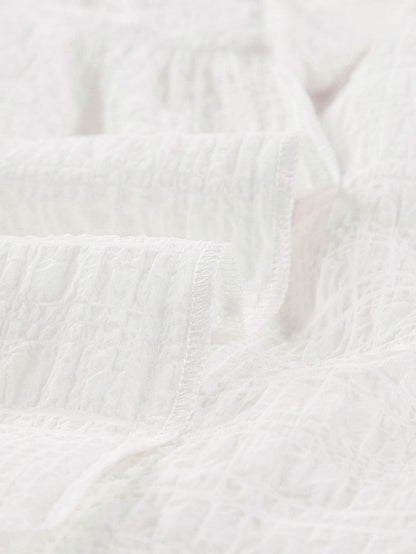 Flowy White Ruffle Sleeve Textured Tank Top