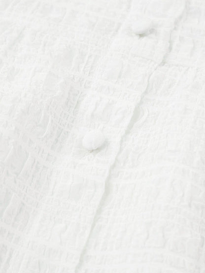 Flowy White Ruffle Sleeve Textured Tank Top