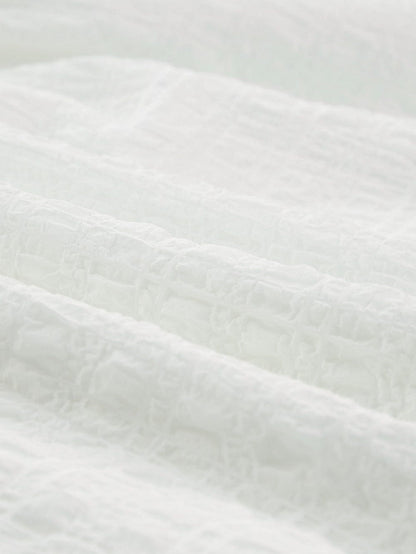 Flowy White Ruffle Sleeve Textured Tank Top