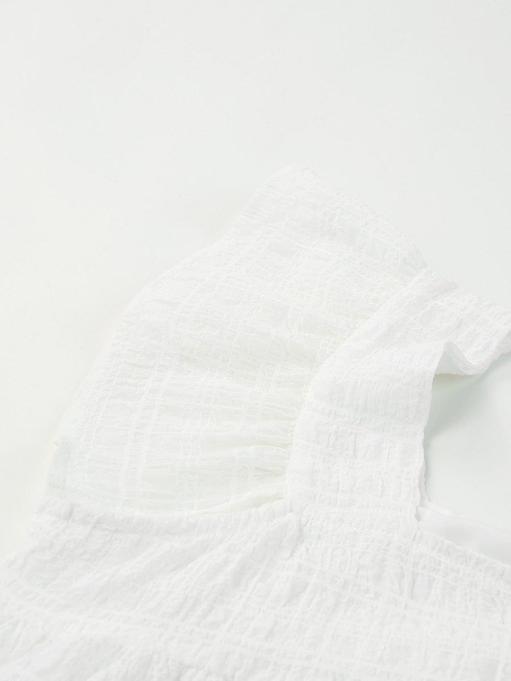 Flowy White Ruffle Sleeve Textured Tank Top