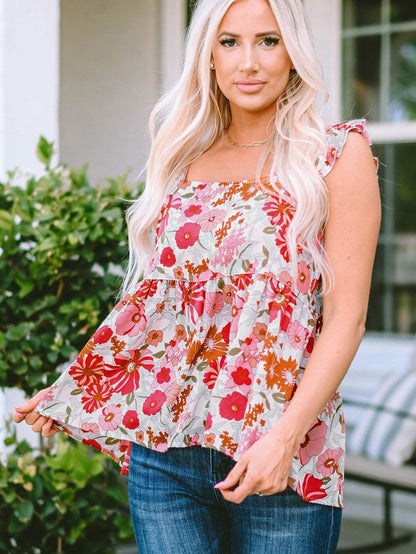 Fluttering Blossom Multicolor Summer Tank Top