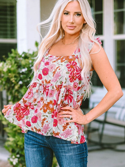Fluttering Blossom Multicolor Summer Tank Top