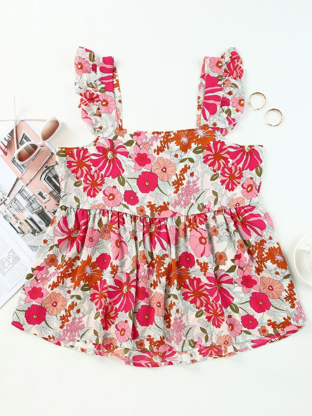 Fluttering Blossom Multicolor Summer Tank Top