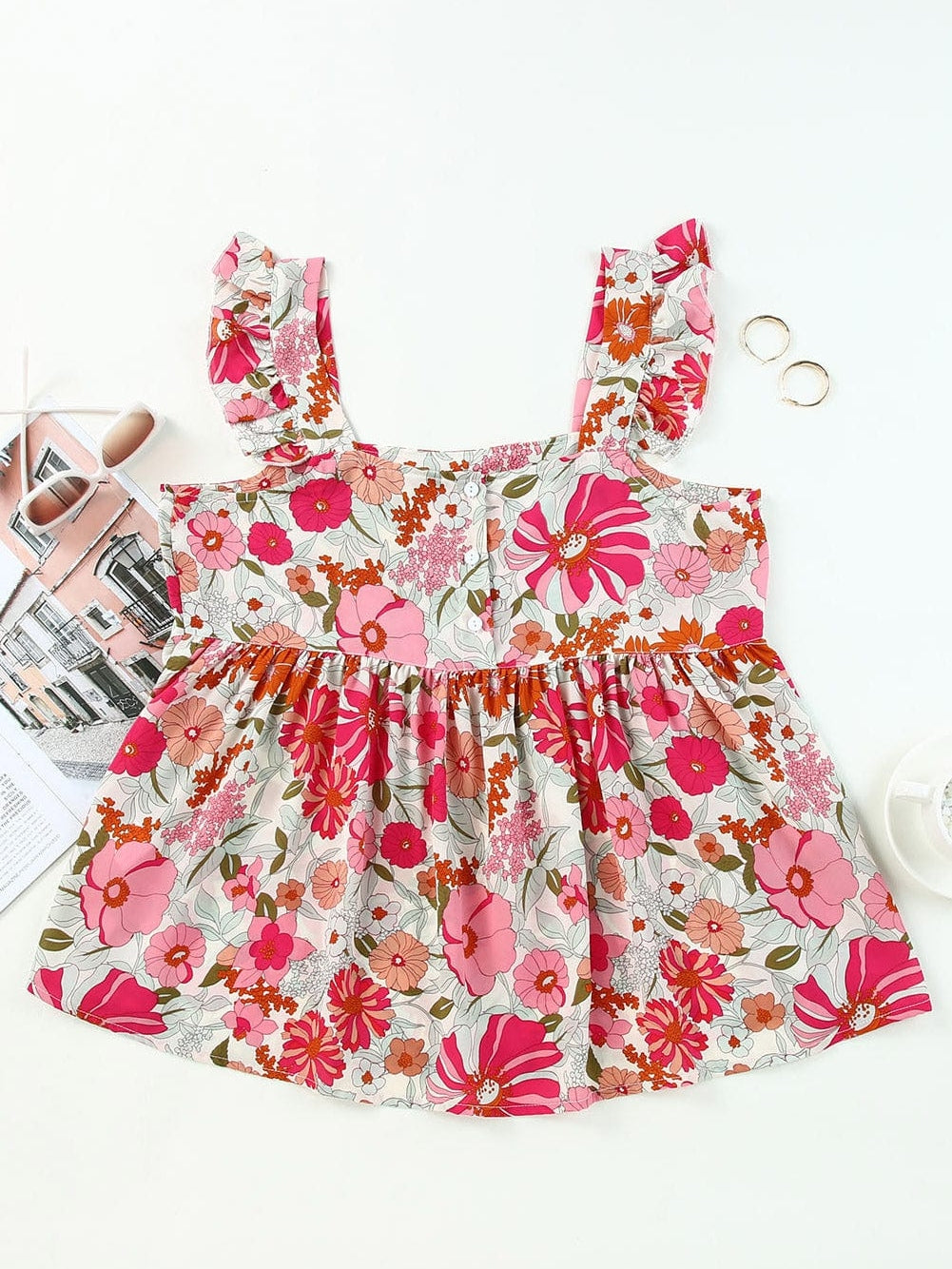 Fluttering Blossom Multicolor Summer Tank Top