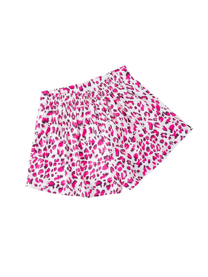 Fluttering Rose Leopard Print Casual Shorts
