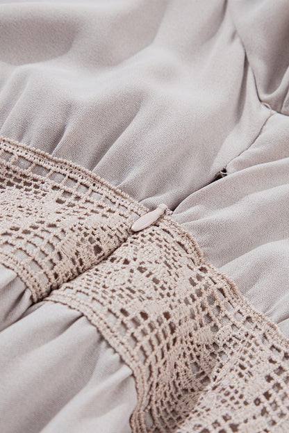 Flying Sleeves V-neck Open Back Solid Long Flowy Dress