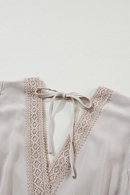 Flying Sleeves V-neck Open Back Solid Long Flowy Dress