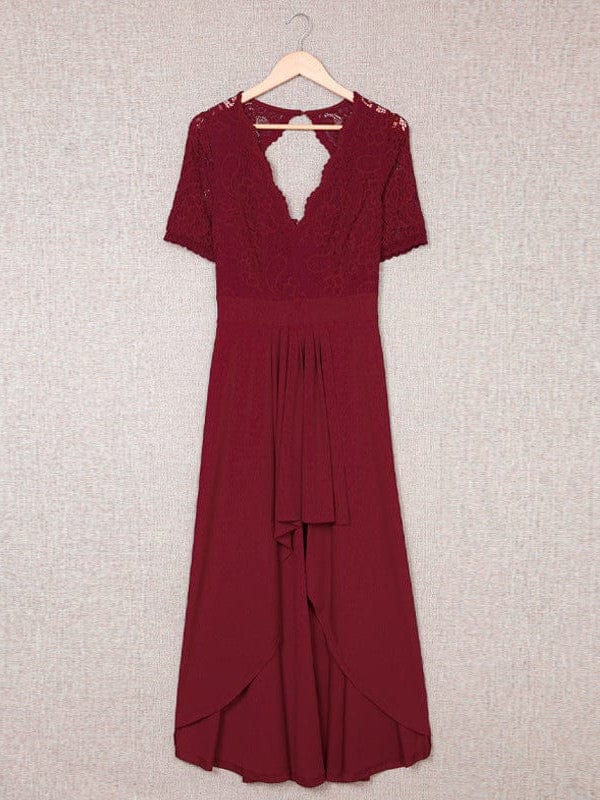 Flying Sleeves V-neck Open Back Solid Long Flowy Dress