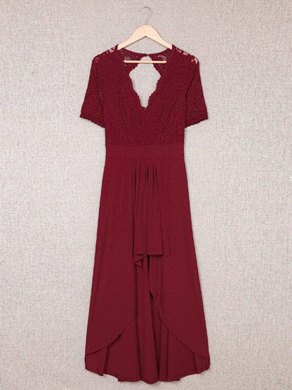 Flying Sleeves V-neck Open Back Solid Long Flowy Dress