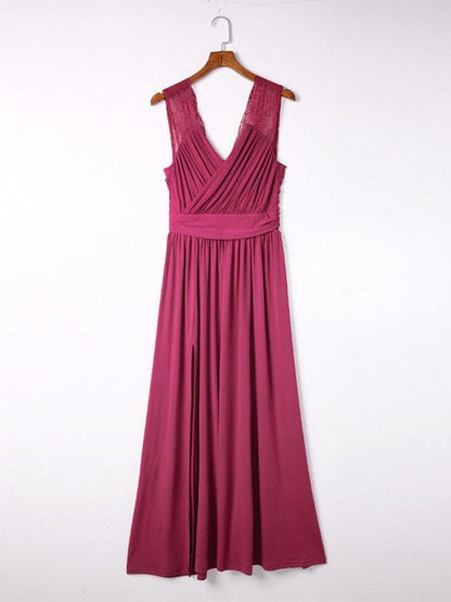 Flying Sleeves V-neck Open Back Solid Long Flowy Dress