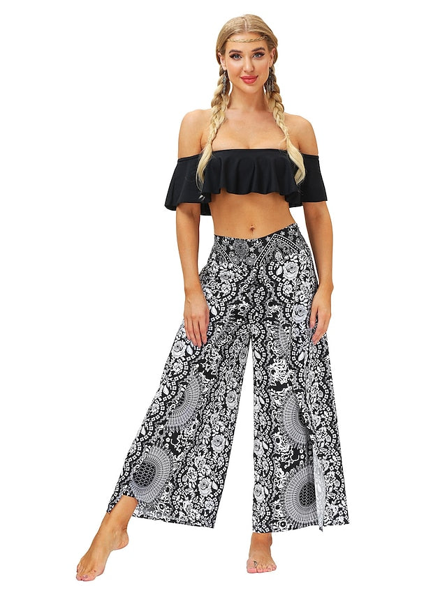 Harem Pants Hippie Pants Pump Yoga Pants Boho Smocked Waist with Pockets Leisure Elastic Waistband - LuckyFash™