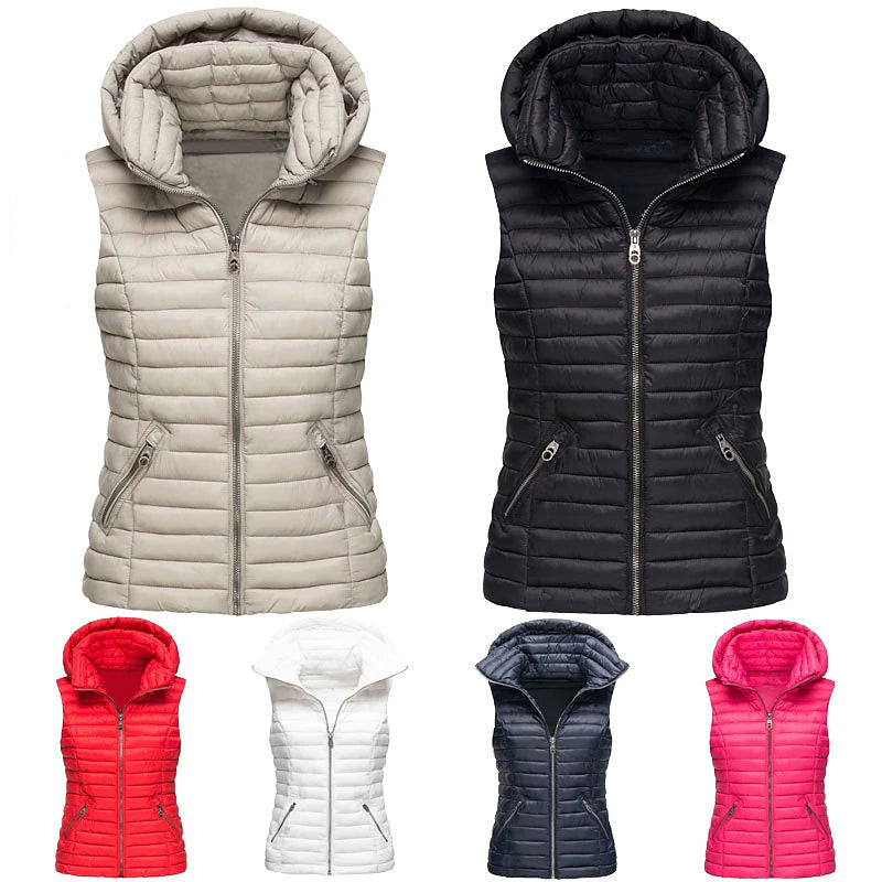 Women's Hiking Vest Quilted Puffer Vest Sleeveless Outerwear Outdoor Thermal Warm Windproof Lightweight Winter Pocket Nylon Black White Red Hunting Fishing Camping / Hiking / Caving