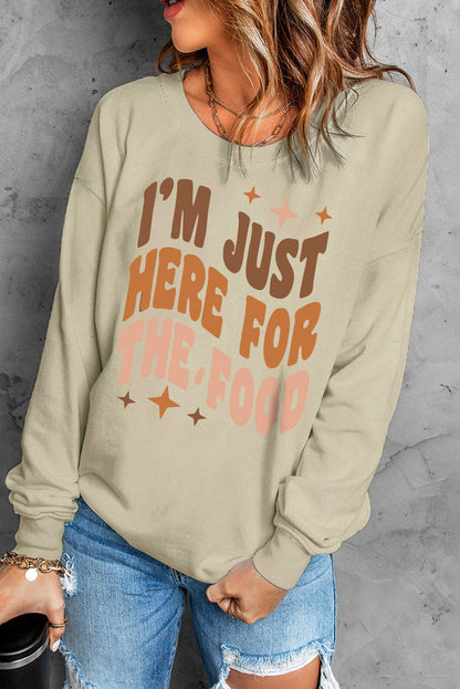 Foodie's Delight Khaki Graphic Sweatshirt with Slogan Detail
