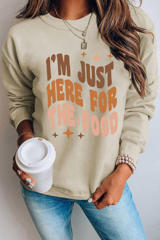 Foodie's Delight Khaki Graphic Sweatshirt with Slogan Detail